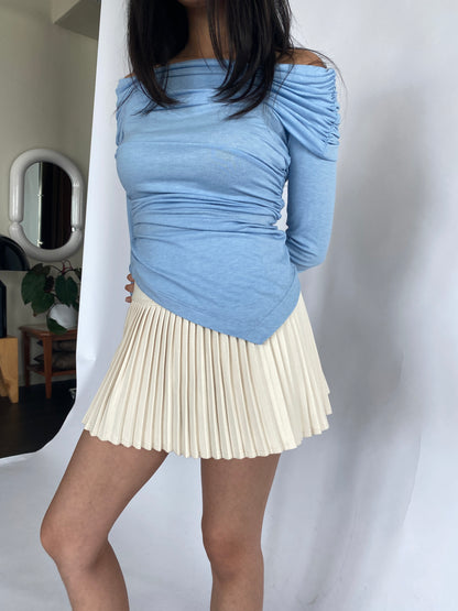 Juliette pleated mini skort in cream