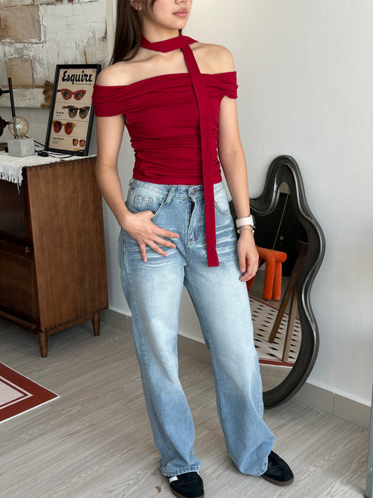 Phoebe Off Shoulder Top with scarf