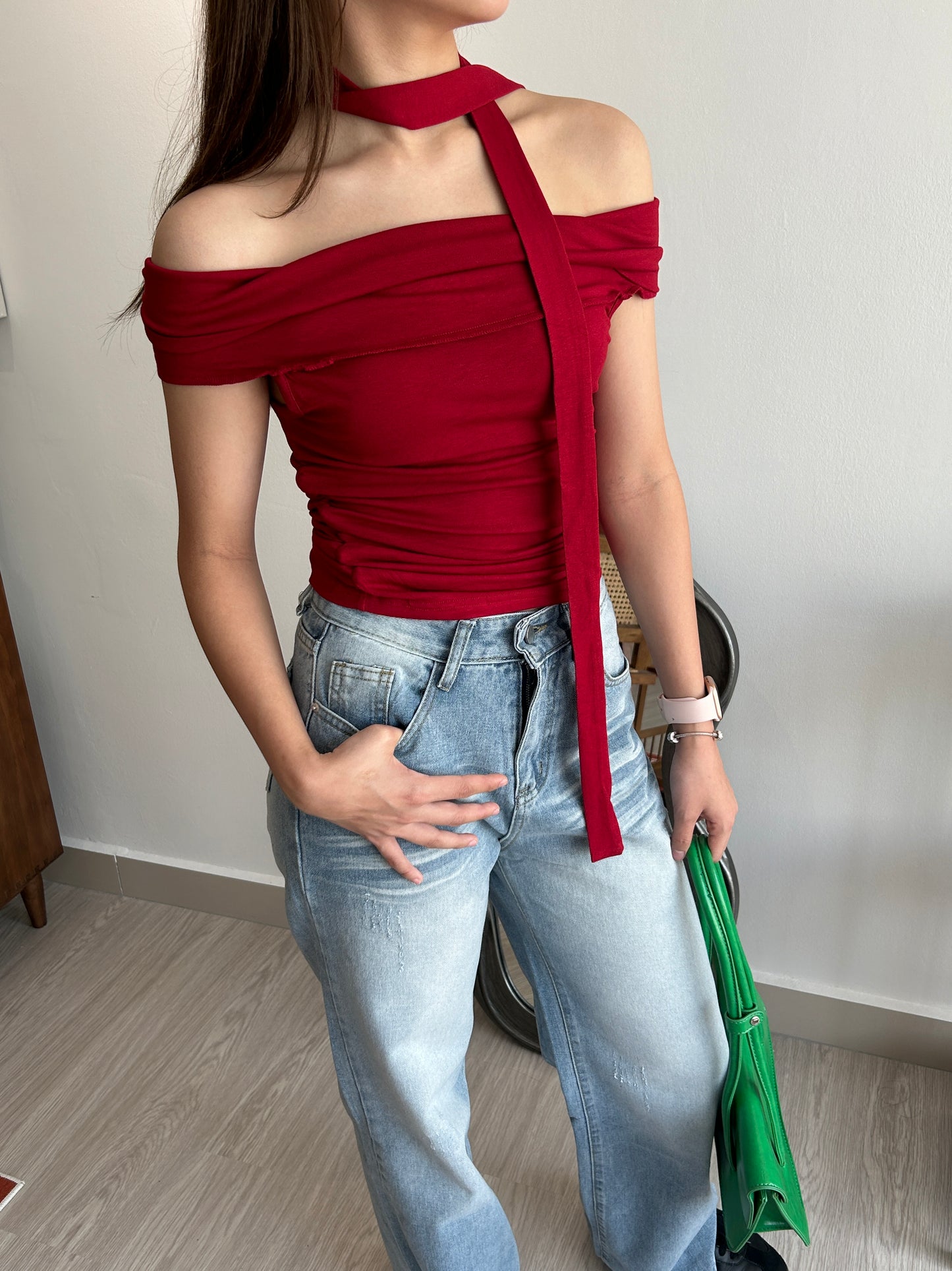 Phoebe Off Shoulder Top with scarf